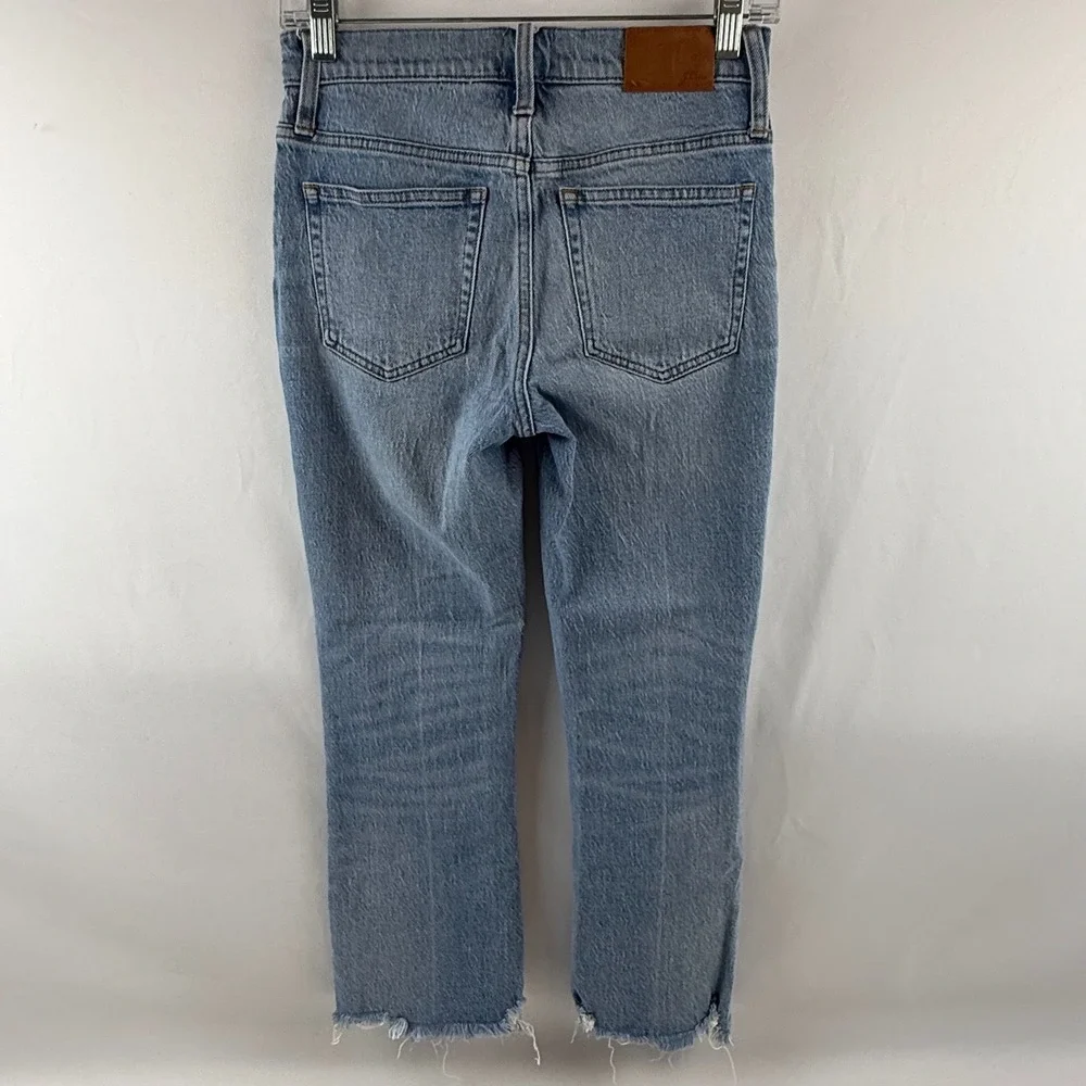 J.Crew Billie Demi-Boot Crop Jeans Light Wash Raw Hem Size 24 Mid Rise 9 Inch